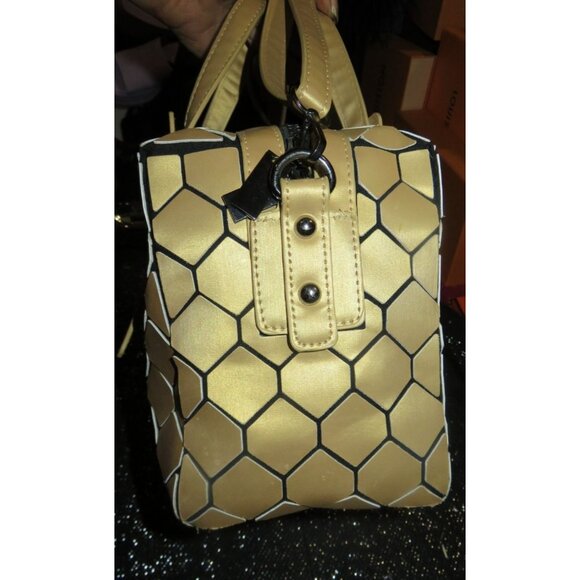 Patrizia Luca Milano made in Italy Gold Geometric Design Crossbody Satchel - Picture 3 of 11
